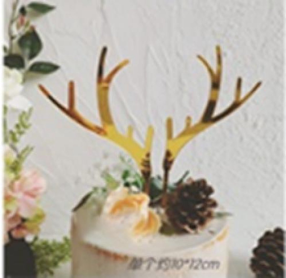 Cake topper gewei goud | kunststof taartdecoratie (Acryl)